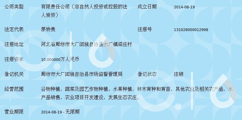大厂回族自治县庆丰农业发展